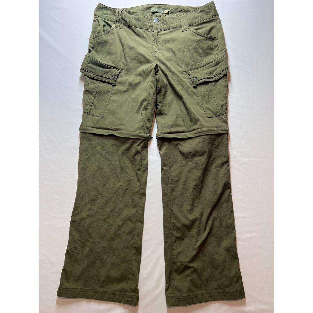 PrAna Convertible Olive Green Hiking Travel Cargo Pants Womens Size 8